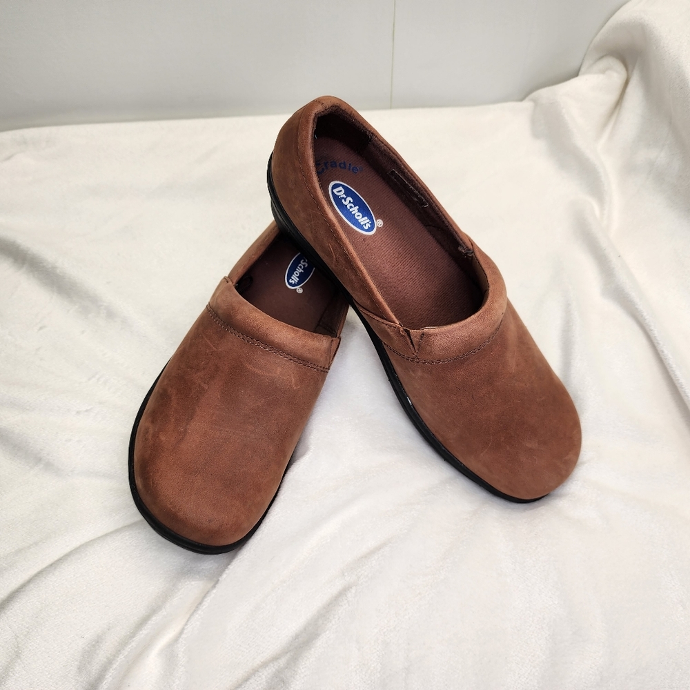 Dr.Scholls Air Cradle Brown Leather Clogs